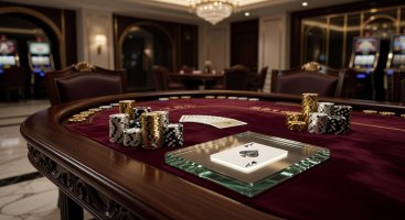 High-end luxury poker table setup with cards and chips